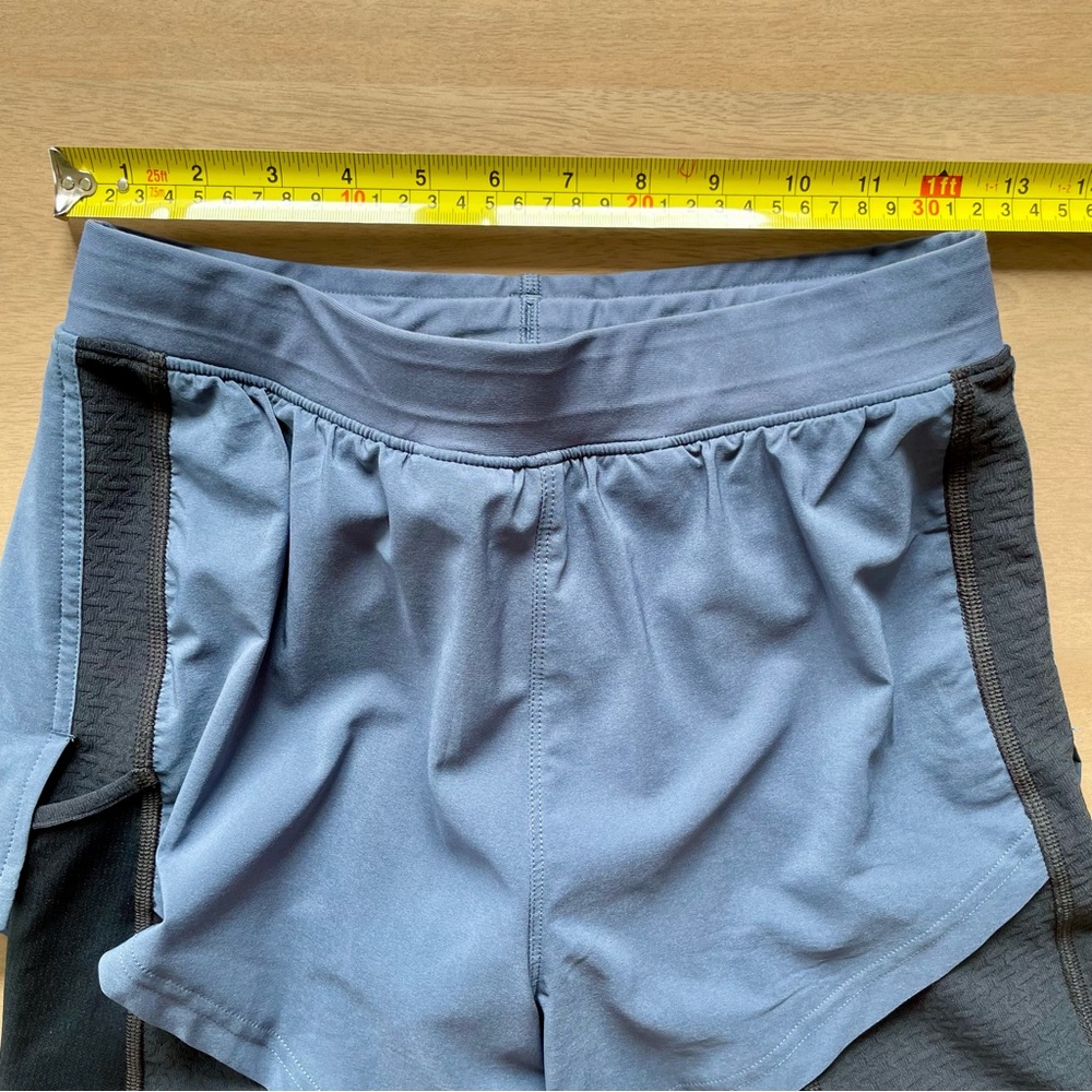 Under Armour Rush Athletic Compression Shorts Blue and Black Performance Design - Picture 8 of 9